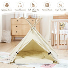 Load image into Gallery viewer, Indoor Pet Teepee Dog Puppy Cat Bed Portable Canvas Tent and House with Cushion