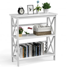 Load image into Gallery viewer, 3-Tier Bookshelf Wooden Open Storage Bookcase for Home Office-White