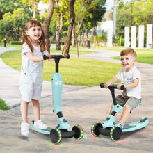 Load image into Gallery viewer, 2 in 1 Kids Kick Scooter with Flash Wheels for Girls Boys from 1.5 to 6 Years Old-Green