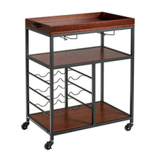 Load image into Gallery viewer, 3 Tier Storage Bar Serving Cart with Wine Rack