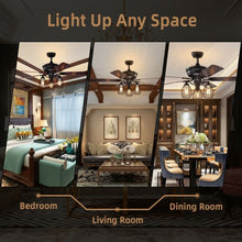 Load image into Gallery viewer, 52" Electric Ceiling Fan with 5 Blades and 3 Lights for Living Room and Bedroom