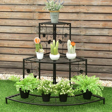 Load image into Gallery viewer, 3 Tier Floral Corner Metal Plant Pot Rack