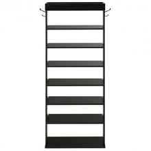 Load image into Gallery viewer, 7-Tier Vertical Design Wooden Shoe Storage Shelf with Hooks-Black