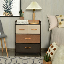 Load image into Gallery viewer, 4-Drawer Tower Steel Frame Wooden Top Dresser Storage with 3-Tier Organizer
