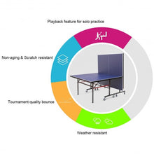 Load image into Gallery viewer, Removable Foldable Net Table Tennis Table with Locking Casters