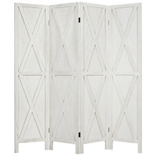 Load image into Gallery viewer, 5.6 Ft 4 Panels Folding Wooden Room Divider-White