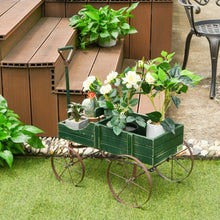 Load image into Gallery viewer, Wooden Wagon Plant Bed With Wheel for Garden Yard-Green