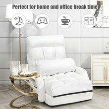 Load image into Gallery viewer, Folding Lazy Floor Chair Sofa with Armrests and Pillow-White