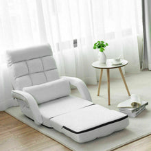 Load image into Gallery viewer, Folding Lazy Floor Chair Sofa with Armrests and Pillow-White