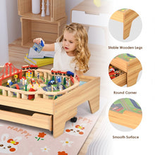 Load image into Gallery viewer, Children's Wooden Railway Set Table with 100 Pieces Storage Drawers