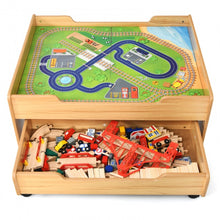 Load image into Gallery viewer, Children's Wooden Railway Set Table with 100 Pieces Storage Drawers