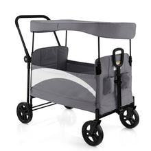 Load image into Gallery viewer, 2-Seat Stroller Wagon with Adjustable Canopy and Handles-Gray