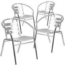 Load image into Gallery viewer, 4 Pk. Aluminum Commercial Indoor-Outdoor Stack Chair with Triple Slat Back
