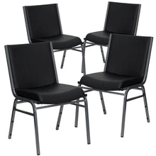 Load image into Gallery viewer, 4 Pk. Heavy Duty, 3'' Thickly Padded, Black Vinyl Upholstered Stack Chair
