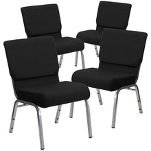 Load image into Gallery viewer, 4 Pk. 21'' Black Fabric Stacking Church Chair - Silver Vein Frame
