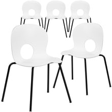 Load image into Gallery viewer, 5 Pk. 770 lb. Capacity Designer White Plastic Stack Chair with Black Frame

