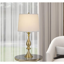 Load image into Gallery viewer, 150W 3 Way Pori Metal Table Lamp With Taper Drum Linen Hardack Shade (Priced And Sold As Pairs)
