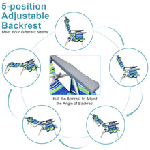 Load image into Gallery viewer, 2 Pack 5-Position Outdoor Folding Backpack Beach Table Chair Reclining Chair Set-Blue
