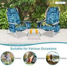 Load image into Gallery viewer, 2 Pack 5-Position Outdoor Folding Backpack Beach Table Chair Reclining Chair Set-Pewter
