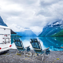 Load image into Gallery viewer, 2 Pack 5-Position Outdoor Folding Backpack Beach Table Chair Reclining Chair Set-Pewter
