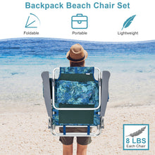 Load image into Gallery viewer, 2 Pack 5-Position Outdoor Folding Backpack Beach Table Chair Reclining Chair Set-Pewter
