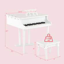 Load image into Gallery viewer, 30-Key Kids Piano Keyboard Toy with Bench Piano Lid and Music Rack-White

