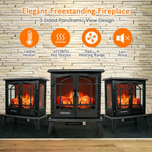 Load image into Gallery viewer, 25 Inch Freestanding Electric Fireplace Heater with Realistic Flame effect-Black
