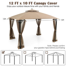 Load image into Gallery viewer, 10 x 12 Feet Gazebo Replacement Top with Air Vent and Drainage Holes-Brown
