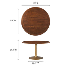 Load image into Gallery viewer, Lippa 48" Round Pedestal Solid Wood and Metal Dining Table by Modway
