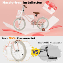 Load image into Gallery viewer, 16 Inch Kids Bike with Front Handbrake and 2 Training Wheels-Pink
