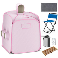 Load image into Gallery viewer, 800W 2 Person Portable Steam Sauna Tent SPA with Hat Side Holes 3L Steamer-Pink
