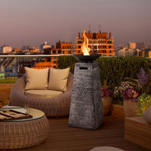 Load image into Gallery viewer, 48 Inch Propane Fire Bowl Column with Lava Rocks and PVC Cover-Gray
