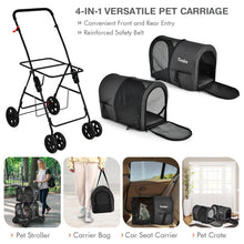 Load image into Gallery viewer, 4-in-1 Double Pet Stroller with Detachable Carrier and Travel Carriage-Black
