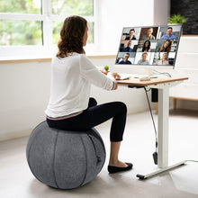 Load image into Gallery viewer, Yoga Sitting Ball with Felt Cover and Air Pump-Gray
