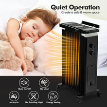 Load image into Gallery viewer, 1500W Portable Oil Filled Radiator Heater with 3 Heat Settings-Black
