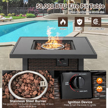 Load image into Gallery viewer, 32 Inch Square Propane Fire Pit Table with Lava Rocks Cover-Brown
