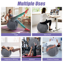Load image into Gallery viewer, Yoga Sitting Ball with Felt Cover and Air Pump-Gray
