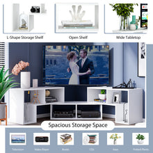 Load image into Gallery viewer, 3 Pieces TV Stand Console Entertainment Center for TVs up To 65 Inch with Bookcase Shelves-White
