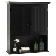 Load image into Gallery viewer, 2-Door Wall Mount Bathroom Storage Cabinet with Open Shelf-Black
