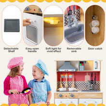Load image into Gallery viewer, Multi-Functional Wooden Kids Kitchen Playset with Lights and Sounds
