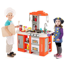 Load image into Gallery viewer, 67 Pieces Play Kitchen Set for Kids with Food and Realistic Lights and Sounds-Orange
