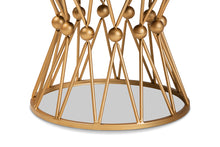 Load image into Gallery viewer, Baxton Studio Leonie Glam and Luxe White Faux Fur Upholstered Gold Finished Metal Ottoman
