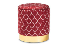 Load image into Gallery viewer, Baxton Studio Serra Glam and Luxe Red Quatrefoil Velvet Fabric Upholstered Gold Finished Metal Storage Ottoman
