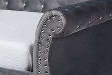 Load image into Gallery viewer, Baxton Studio Abbie Traditional and Transitional Grey Velvet Fabric Upholstered and Crystal Tufted Twin Size Daybed with Trundle
