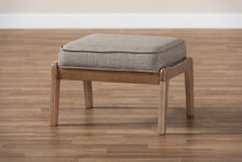 Load image into Gallery viewer, Baxton Studio Sigrid Mid-Century Modern Light Grey Fabric Upholstered Antique Oak Finished Wood Ottoman
