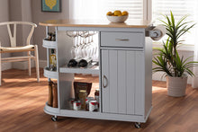 Load image into Gallery viewer, Baxton Studio Donnie Coastal and Farmhouse Two-Tone Light Grey and Natural Finished Wood Kitchen Storage Cart
