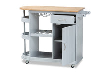 Load image into Gallery viewer, Baxton Studio Donnie Coastal and Farmhouse Two-Tone Light Grey and Natural Finished Wood Kitchen Storage Cart
