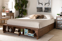 Load image into Gallery viewer, Baxton Studio Arthur Modern Rustic Ash Walnut Brown Finished Wood Queen Size Platform Bed with Built-In Shelves
