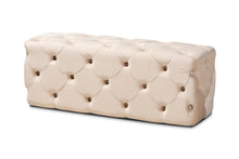 Load image into Gallery viewer, Baxton Studio Jasmine Modern Contemporary Glam and Luxe Beige Velvet Fabric Upholstered Button Tufted Bench Ottoman
