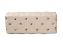 Load image into Gallery viewer, Baxton Studio Jasmine Modern Contemporary Glam and Luxe Beige Velvet Fabric Upholstered Button Tufted Bench Ottoman

